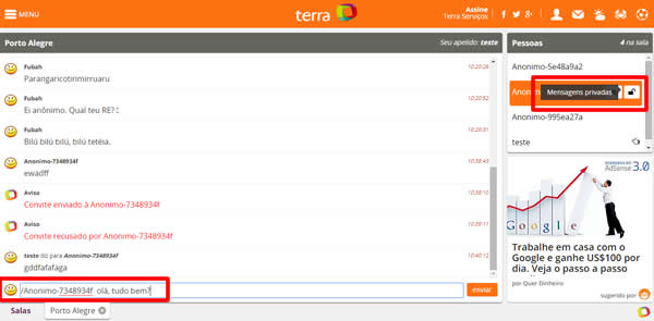 Como fa o para conversar com outra pessoa no privado D vidas Terra